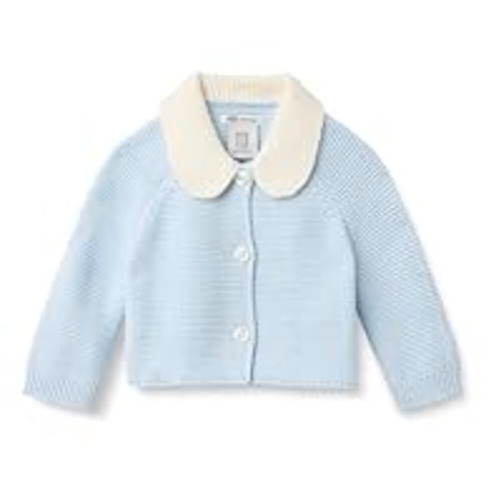 Amazon Essentials x Sofia Grainge Unisex Babies' Peter Pan Collar Sweater Jacket, Pale Blue, 12 Months