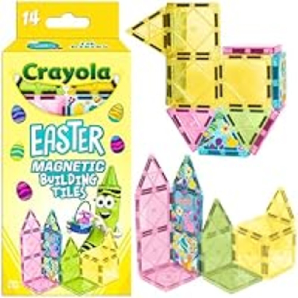 CreateOn Crayola Easter Magnetic Tile Set - STEM & Montessori Building & Educational Toys for Kids, Easter Basket Stuffer Toys for Boys and Girls Ages 3+, 14-Piece Set