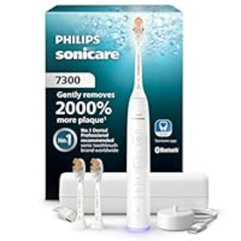 Philips Sonicare 7300 Series Electric Toothbrush - Next-Generation Sonicare Technology, Pressure Sensor, 12 Brushing Settings, SmarTimer, BrushPacer, 21-Day Runtime, Travel Case, White, HX7420/07