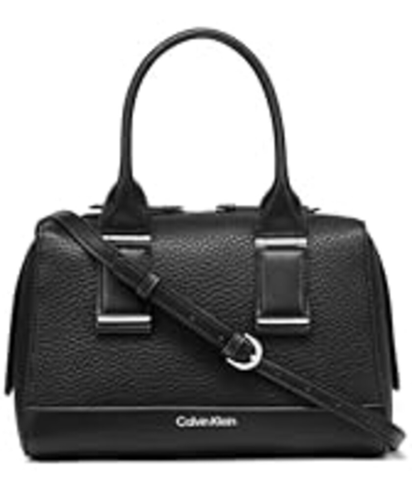 Calvin Klein Jett Top Zip Satchel, Black/Silver, One Size