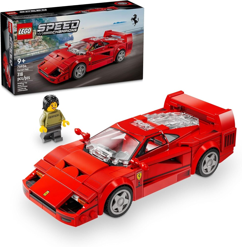 LEGO Speed Champions Ferrari F40 Supercar, Toy Car Model Building Set with Driver Minifigure, Collectible Ferrari Toy for Kids Ages 9 and Up, 76934