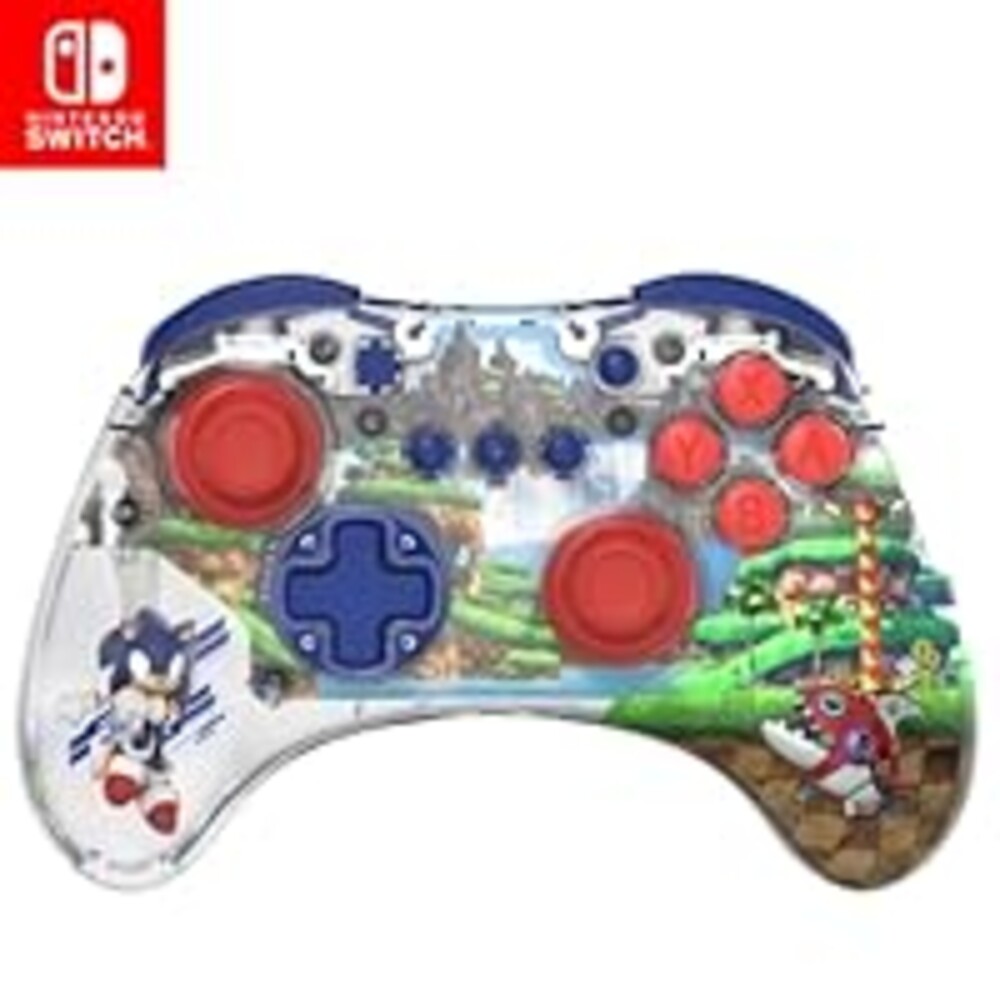 PDP REALMz Wireless Nintendo Switch Pro Controller, Customizable LED, 40 Hour Rechargeable Battery Power, Officially Licensed by Nintendo and SEGA: Sonic Superstars (Sonic Green Hill Zone)