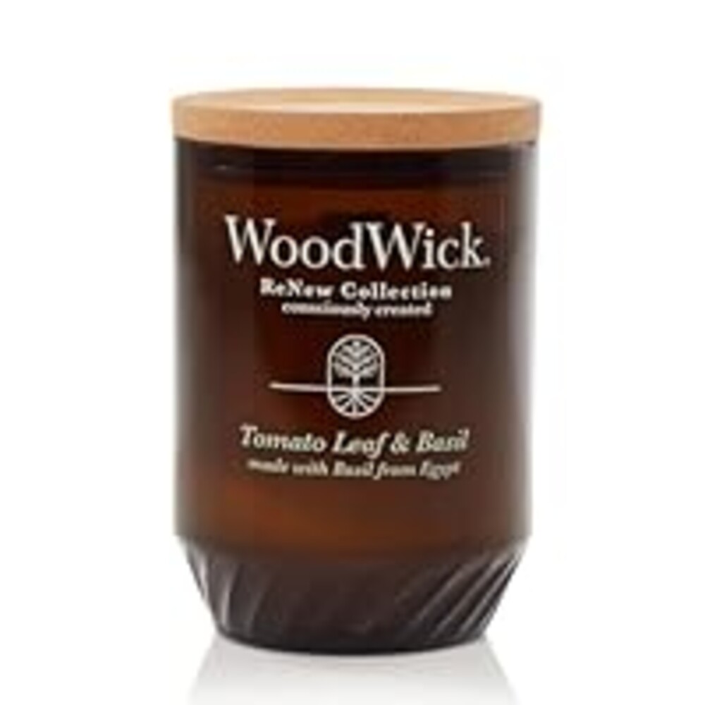 WoodWick Tomato Leaf & Basil Gifts for Women and Men, 13 oz. WoodWick Renew Large Candle with Crackling Wick