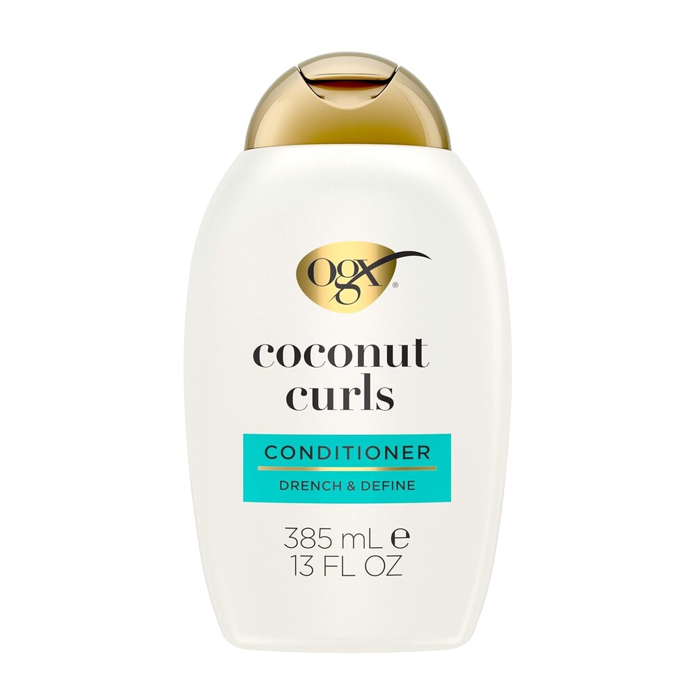 OGX Quenching + Coconut Curls Curl-Defining Conditioner, Nourishing Curly Hair Conditioner with Coconut /Citrus Oil & Honey, Paraben-Free with Sulfate-Free Surfactants, 13oz