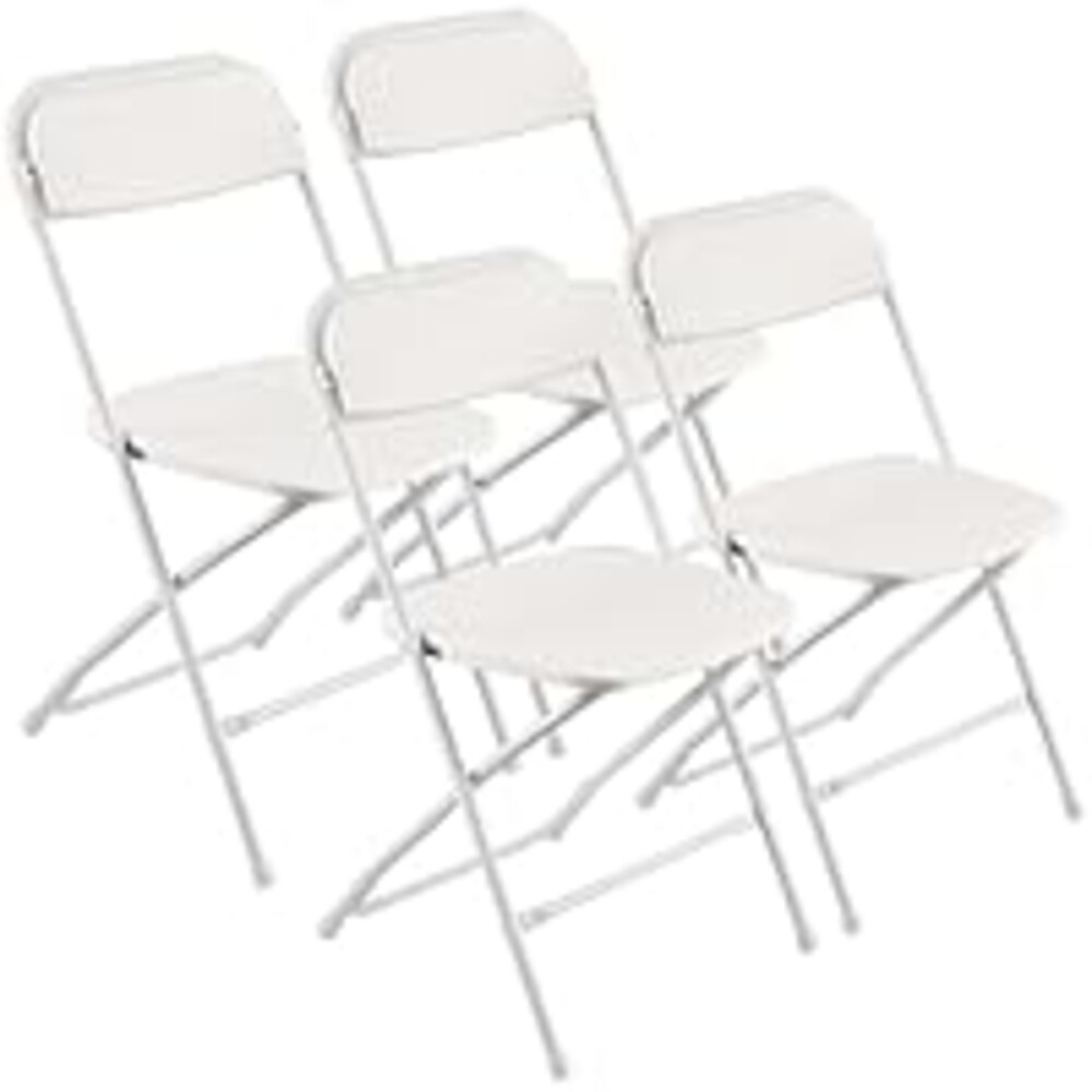 VEVOR 4 Pack Folding Chairs, Foldable Plastic Chair with Reinforced Metal Frame, Heavy Duty Portable Party Chairs, Stackable Indoor Outdoor Seat w/Non-Slip Feet for Event Dining Patio, 350lbs Capacity
