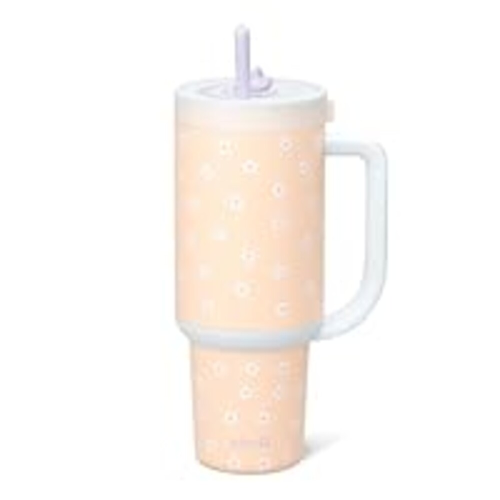 Ello Oasis 40 oz Tumbler with Handle & Retracting Straw | Reusable Insulated Stainless Steel Cup 100% Leakproof, Gifts for Teens Women Men | Keeps cold for 24 Hours, Cup Holder Friendly, Daisies