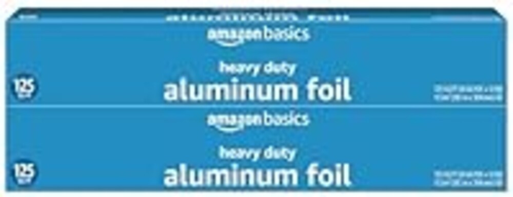 Amazon Basics Heavy Duty Aluminum Foil for Cooking, Grilling, Food Storage, Roasting, 125 Sq Ft, Pack of 2