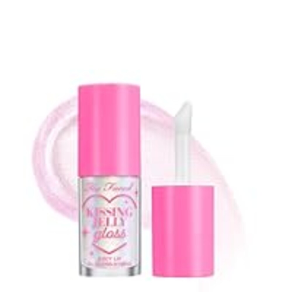 Too Faced Kissing Jelly Lip Oil + Gloss | Hydrating Lip Serum Treatment with Jojoba Oil for Instant Moisture and Glossy Shine, 0.15 Fl Oz, Strawberry Frosting
