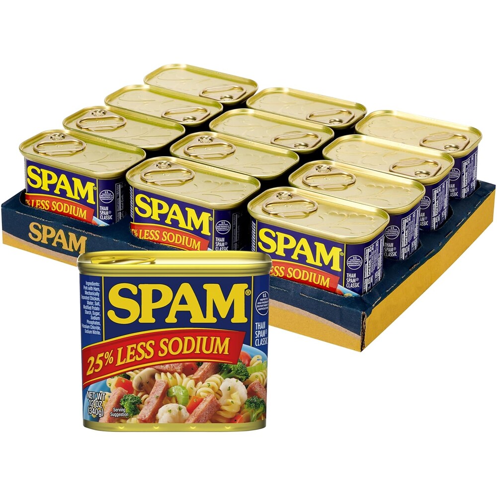 SPAM 25% Less Sodium Canned Meats, 12 oz Cans, 12 Pack