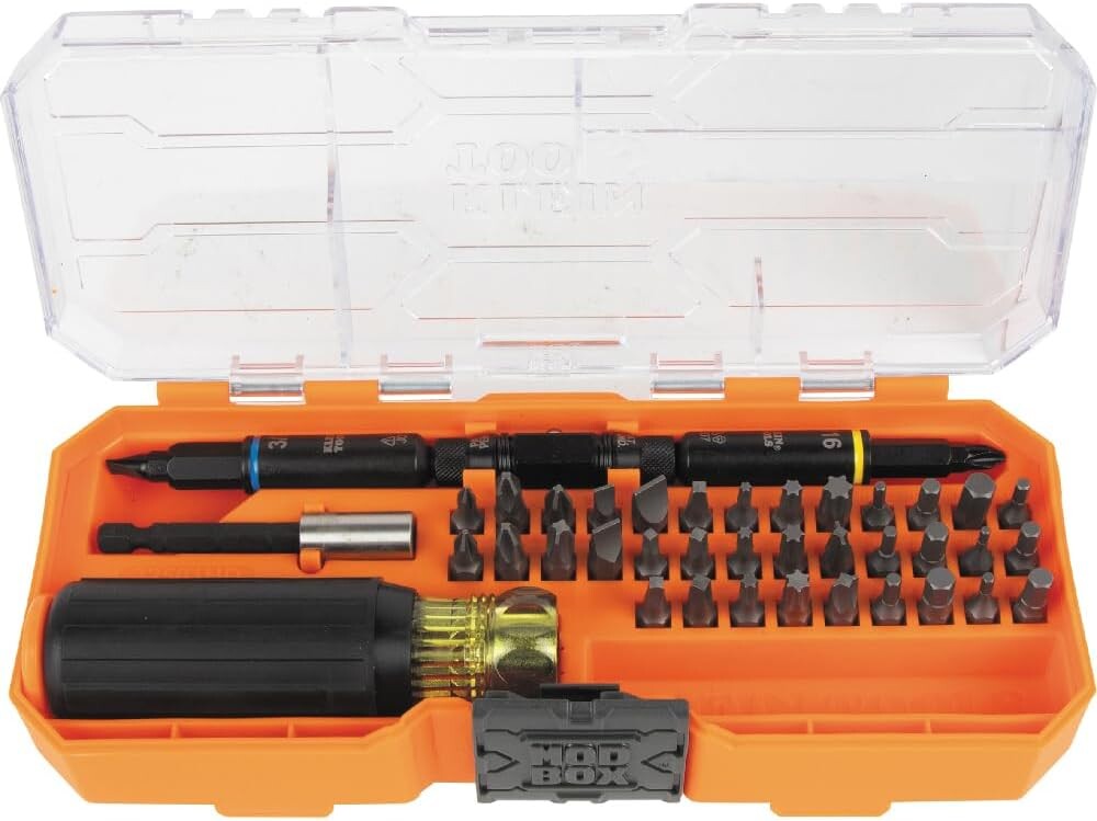 Klein Tools 32501HD KNECT 46-Piece Impact-Rated Multi-Bit Screwdriver and Nut Driver Set with MODbox Case, 39 Bits, 4 Nut Drivers, Bit Holder, Handle