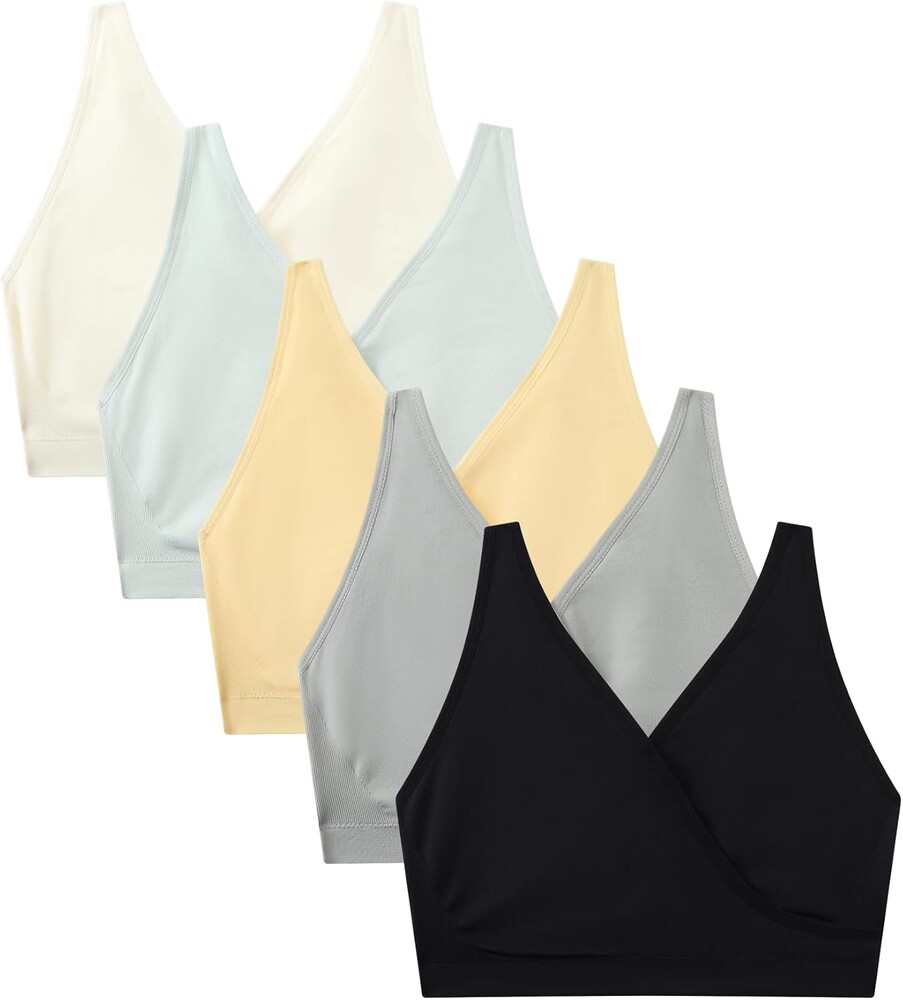Suekaphin 5pack Nursing Bra Maternity Bra Breastfeeding Sleeping/Sleep Bra Pregnancy Women's Seamless Bralette Wirefree