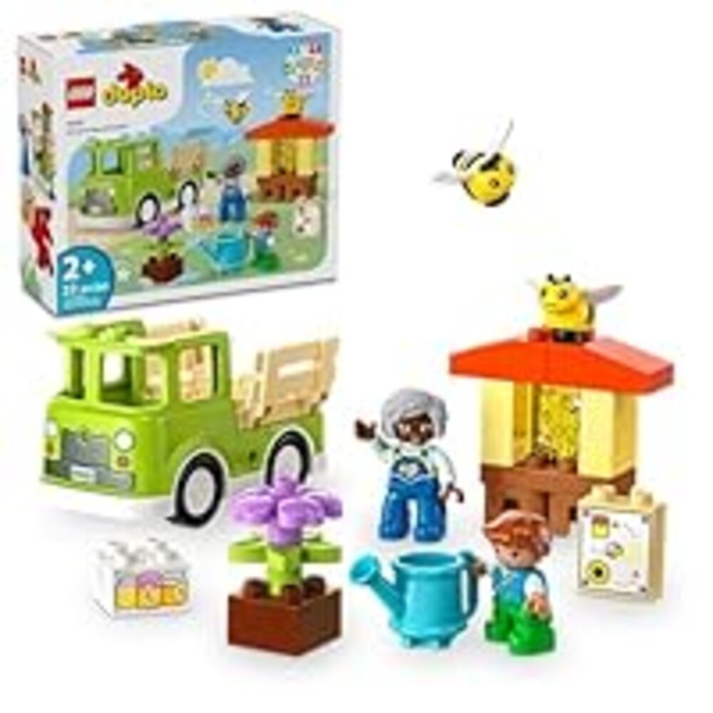 LEGO DUPLO Town Caring for Bees & Beehives Preschool Kids’ Learning Toy, 2 Figures and a Drivable Truck, STEM Toy, Build-and-Rebuild Educational Set for Toddlers Ages 2 Years Old and Up, 10419