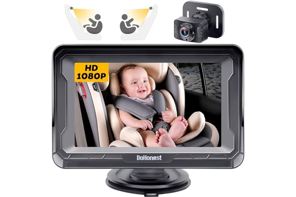 DoHonest Baby Car Camera HD 1080P - Rear-Facing Car Baby Monitor with Night Vision, Adjustable View Angle, Easy Setup, Anti-G