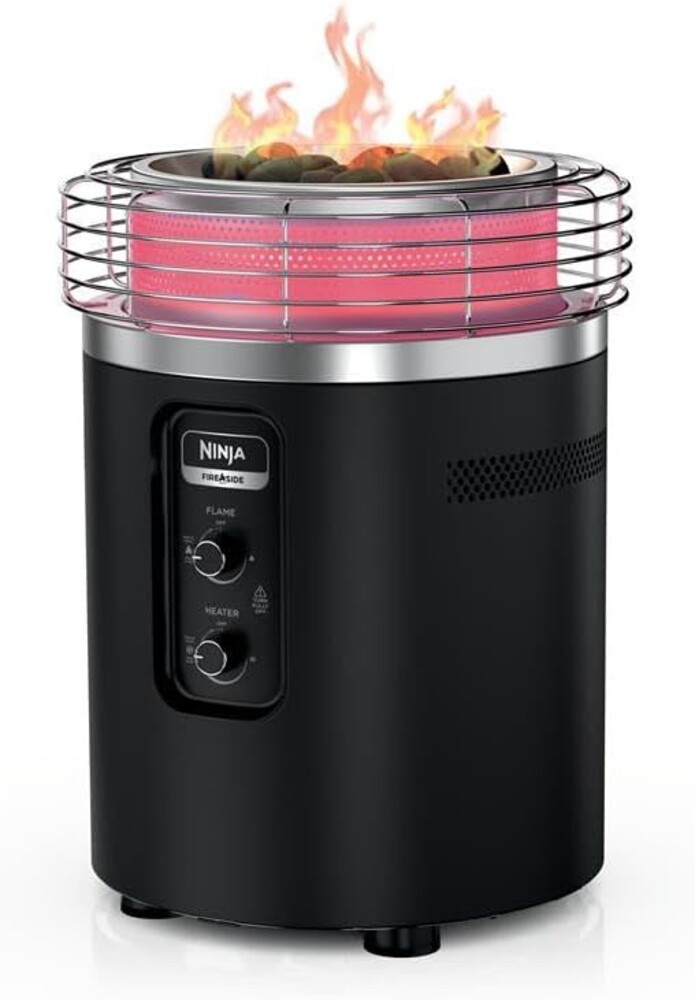 Ninja Fireside360™ Outdoor Heater & Fire Pit | 3 Modes: Flame, Heat, Flame & Heat | Portable for Patio, Deck, Camping, Beach | Easy Control Smokeless Flames | Push to Start Ignition | Black | OF101BK