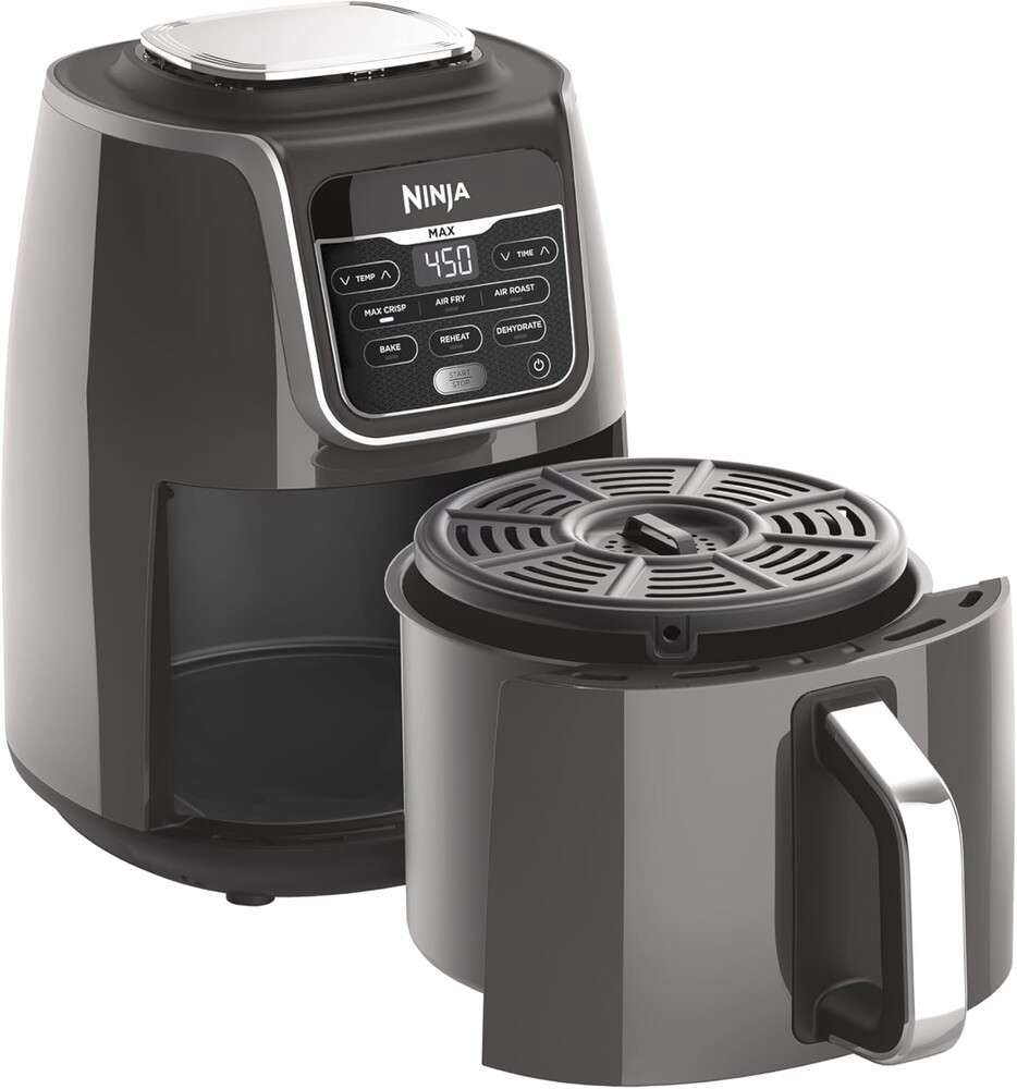 Ninja AF161 Max XL Air Fryer that Cooks, Crisps, Roasts, Bakes, Reheats and Dehydrates, with 5.5 Quart Capacity, and a High Gloss Finish, Grey