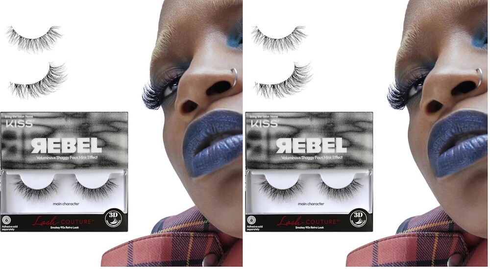 KISS Lash Couture Rebel Collection, False Eyelashes, 'Downtown Girl', 14 mm, Includes 1 Pair Of Lash, Contact Lens Friendly, Easy to Apply, Reusable Strip Lashes (Pack of 2)