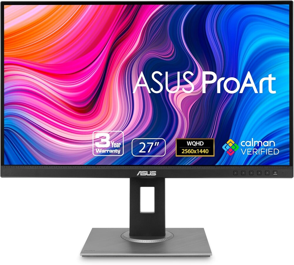 ASUS ProArt Display PA278QV 27” WQHD (2560 x 1440) Monitor, 100% sRGB/Rec. 709 ΔE < 2, IPS, DisplayPort HDMI DVI-D Mini DP, Calman Verified, Eye Care, Anti-Glare, Tilt Pivot Swivel Height Adjustable