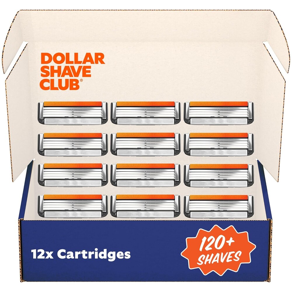 Dollar Shave Club | 4 Blade Razor Refills (12 Pack) | Swift Rinse Blades for Longer and Thicker Hair