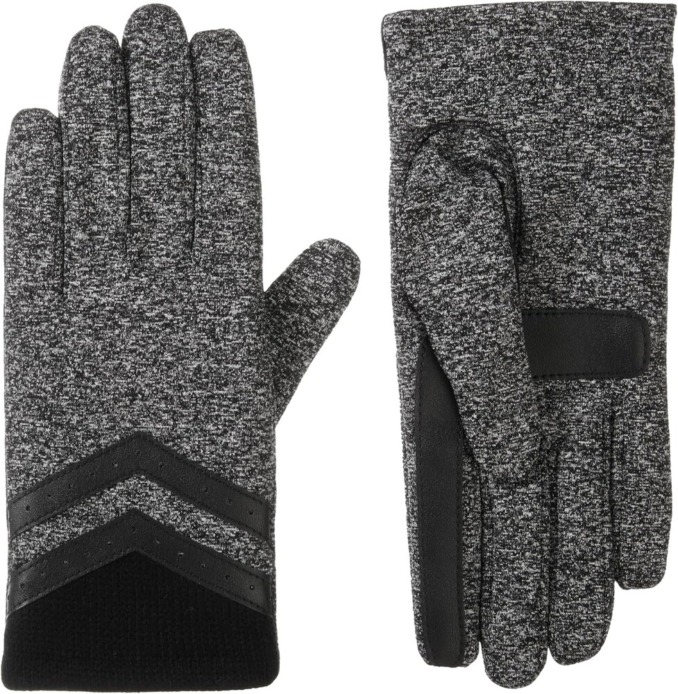 isotoner Women's Water Repellent Shortie Spandex Touchscreen Gloves with Rib Knit Cuff