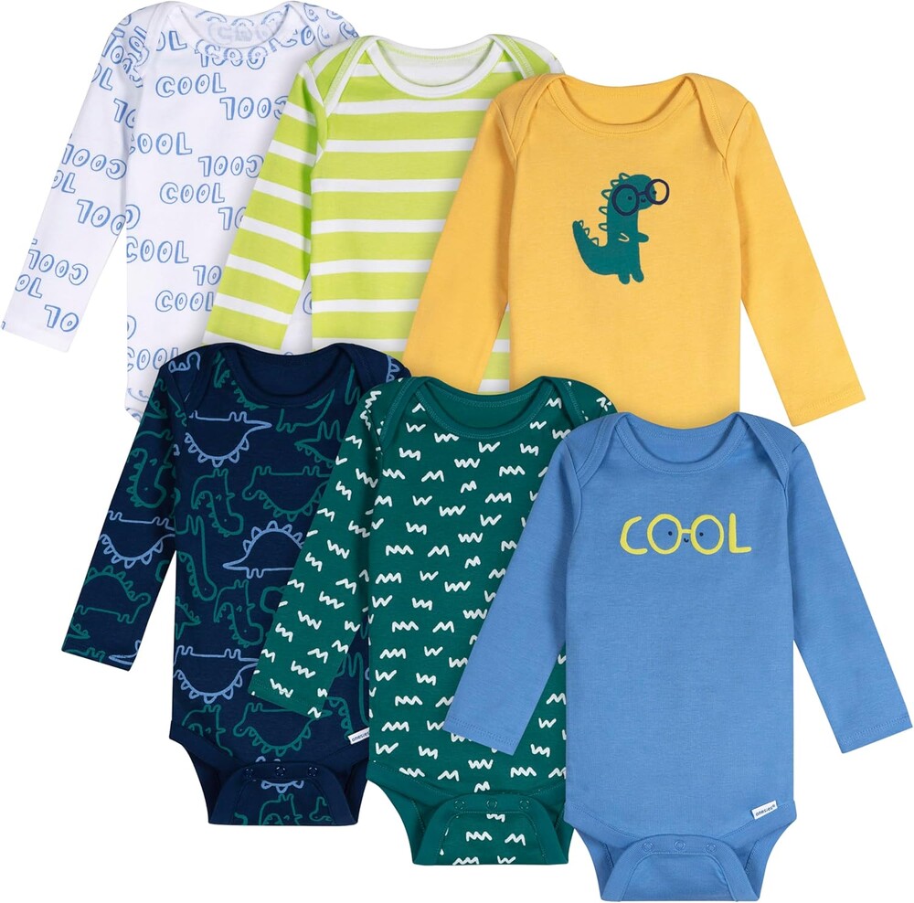 Onesies Brand, Unisex Baby, 6-Pack Long Sleeve Bodysuits