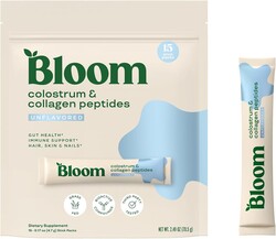 Bloom Nutrition Bovine Colostrum Powder Packet, Gut Health, Immune Support, Hair Growth & Beauty Supplement, Gluten Free, Sugar Free | Unflavored, 15 Servings