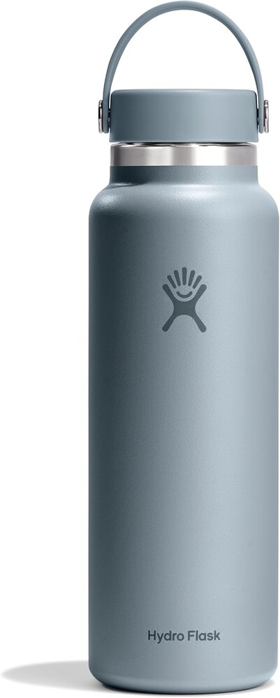 Hydro Flask Water Bottle - Insulated Stainless Steel - Wide Mouth Flex Lid, Non Spill, Leakproof and Refillable in 40 Oz Shale Gray