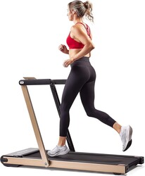 Sunny Health & Fitness Slim Foldable Treadmill Fully Assembled, 17.7" x 49" Non-Slip Running Surface, 2.5 HP Motor, Speeds up to 8 MPH, Shock-Absorption, Device Holder, Digital Monitor, & Easy Storage