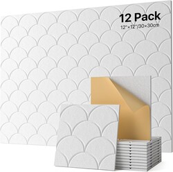 Soundproof Wall Panels Self-adhesive, Acoustic Panels 12 Pack Wall Panels, High Density Sound Absorbing Panel for Walls, Office,Reccording Studio, Ceiling 12" X 12" X 0.4"