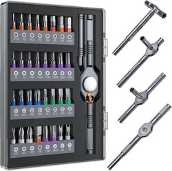 32in1 T Handle Magnetic Ratchet Screwdriver Set, [Freely Combine 5+ Grip Styles] Screw driver, Ratcheting Allen Wrenches Sets, Repair Tool Kit for Computer, Bicycles, Furniture, Electronics