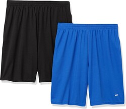 Amazon Essentials Men's Athletic Basketball Gym,Performance Tech Loose-Fit Training Shorts, Pack of 2