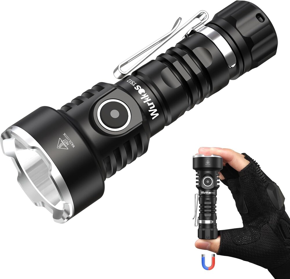 Wurkkos TS12 SFT25R LED Mini Flashlight Rechargeable,1350 High Lumens EDC Flashlight, Super Bright Small LED Flash Light, IP68 Waterproof Pocket Flashlight for Camping, Outdoors, Emergency