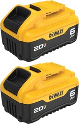 DEWALT 20V MAX XR Battery 6 Ah Lithium Ion, 2-Pack, Premium High Capacity Long Lasting Cordless Tool Battery Packs (DCB206-2)