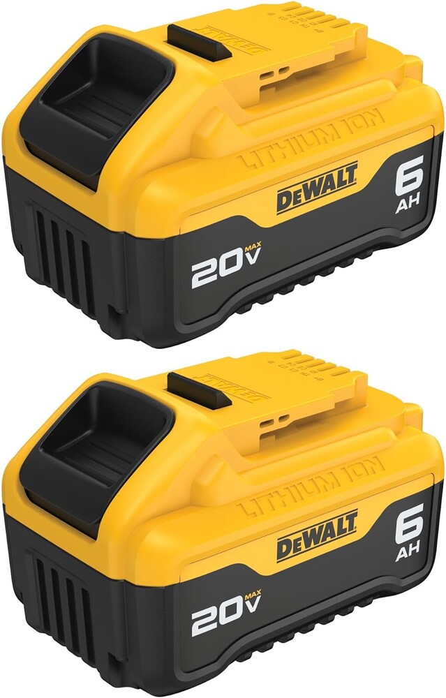 DEWALT 20V MAX XR Battery 6 Ah Lithium Ion, 2-Pack, Premium High Capacity Long Lasting Cordless Tool Battery Packs (DCB206-2)