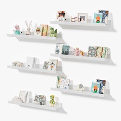 Wall Shelves for Living Room, Nursery Book Shelves White Bathroom Shelves Over Toilet Floating Shelves for Wall, Modern Wood Storage for Bedroom, Kid's Room, Kitchen, 24inch, Set of 6