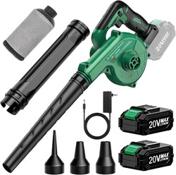 K I M O. Cordless Leaf Blower Vacuum Combo 4 in 1, 3 Nozzles &3 Modes for Inflation & Deflation, Extended Tube & Variable Speed, 20000RPM 150MPH, 2x2000mAh Battery Powered Leaf Blowers for Lawn Care