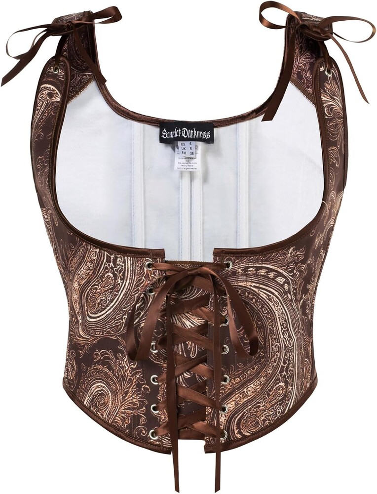 Scarlet Darkness Women's Underbust Corset Top Renaissance Medieval Lace-up Boned Fairycore Pirate Corsets