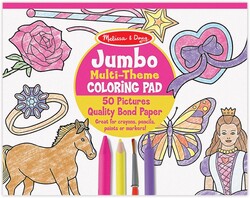 Melissa & Doug Jumbo 50-Page Kids' Coloring Pad - Horses, Hearts, Flowers, and More - FSC Certified