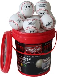 Rawlings | Official T-Balls | TVB | Youth/6u | Bucket | 12 Count | Sponge Rubber Core | Indoor/Outdoor White