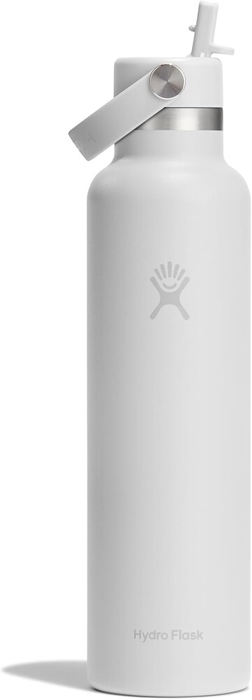 Hydro Flask Water Bottle - Insulated Stainless Steel - Straw Lid, Non Spill, Leakproof in 24 Oz Tonal White