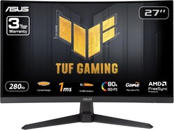 ASUS TUF Gaming 27” 1080P Curved Monitor (VG27VQM1B) – Full HD, 1500R, 280Hz, 1ms, Extreme Low Motion Blur, FreeSync Premium, Shadow Boost, Eye Care, 90% DCI-P3, DisplayWidget Center, 3 yr Warranty