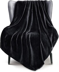 Exclusivo Mezcla Fleece Black Throw Blanket for Couch, Sofa, Super Soft and Warm Blankets, All Season, Cozy, Plush, Lightweight, 50x60 Inches