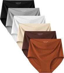 Kalapa Seamless Womens Underwear High Waisted No Show Briefs Silky Stretch Breathable Full Coverage Ladies Panties Multi Pack