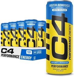 C4 Energy Drink 12oz (Pack of 12) - Frozen Bombsicle - Sugar Free Pre Workout Performance Drink with No Artificial Colors or Dyes