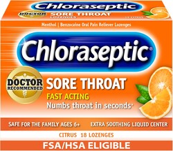 Chloraseptic Sore Throat Lozenges, Citrus, 18 Count, 1 Pack