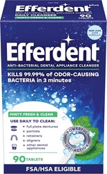 Efferdent Denture Cleaner Tablets – Dental Appliances, Aligners, Mouth Guard, and Retainer Cleaner Tablets, Minty Fresh & Clean, 90 Count