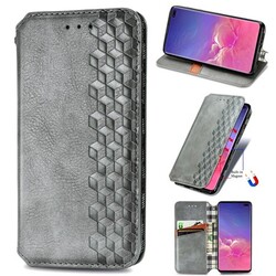 Galaxy S10 Case, PU Leather TPU Wallet Cover with Card Holder Kickstand Hidden Magnetic Adsorption Shockproof Flip Folio Cell Phone Case for Samsung Galaxy S10 6.1 inch 2019, Gray