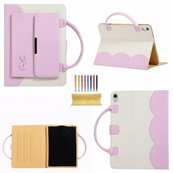 iPad 6th Generation Case, iPad 5th Gen Case, iPad Air 2 & 1st/iPad Pro 9.7 Case, Dteck Multi-Angle Stand Magnetic PU Leather Bag Folio Cover with Handle Document Pocket [Auto Wake/Sleep], Pink Bowknot