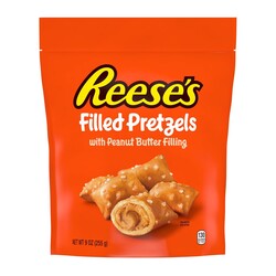 Reese's Filled Pretzels, Peanut Butter Pretzel Nuggets, Crunchy, Ready to Eat, Sweet and Salty Snack, 9oz Resealable Bag