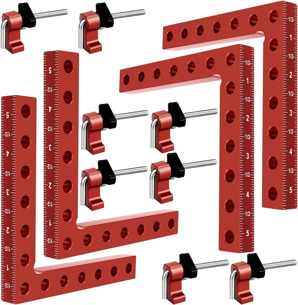 90 Degree Clamp, Cabinet Clamp, 5.5" x 5.5"(14 x 14cm) Aluminum Alloy Right Angle square Tool, Corner Clamps for Woodworking Tools, Right Angle Clamp, Drawers, Picture Frame (4pack)