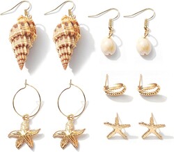 Starfish Earrings for Women Summer Beach Boho Seashell Dangle Jewelry Set Vacation Trendy Coastal Earrings Gifts